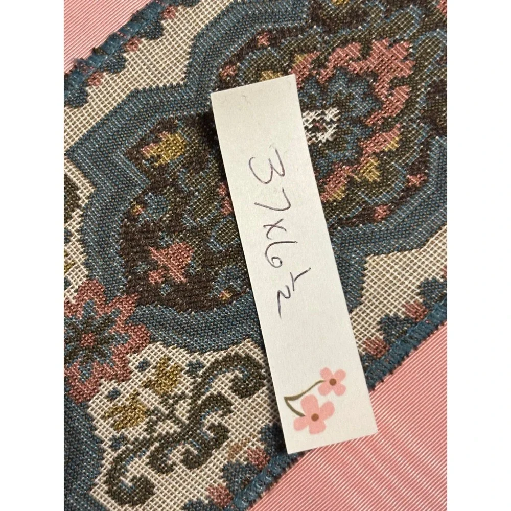 Vintage Pink‎ Moire Silk Bell Pull Tapestry Brass Grape Hardware Blue Tassel